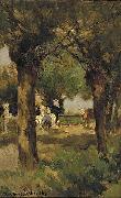 Jan Hendrik Weissenbruch Milking cows underneath the willows France oil painting artist